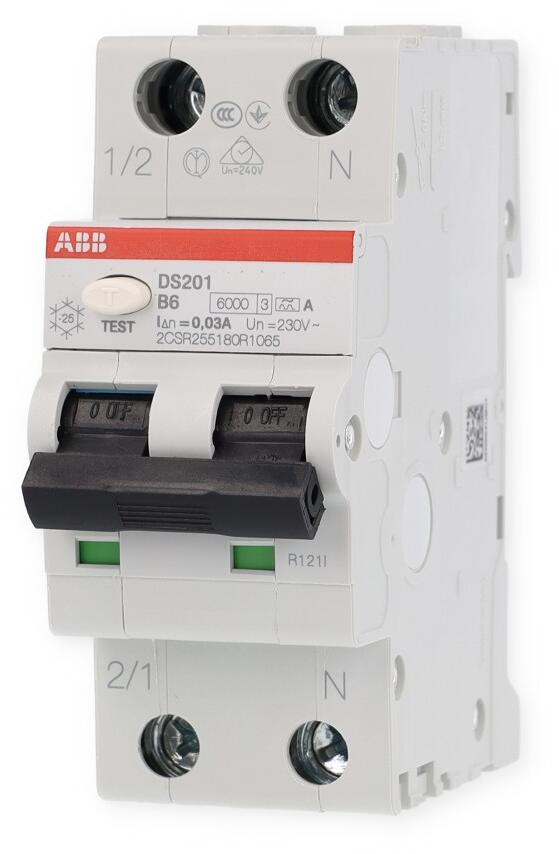 ABB DS201A-B6/0,03 FI/LS-Schalter 6kA, 6A, 2-polig, Typ A (2CSR255180R1065)
