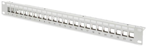 Assmann DN-91410 DIGITUS Modulares Patch Panel geschirmt 24-Port blank 1HE grau