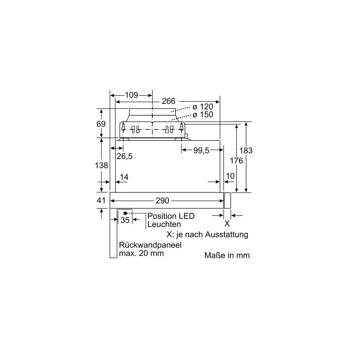 breit, N30 Ab-/Umluft, D46BR12X6 EEK: silbermetallic Elektroshop Neff Wagner Flachschirmhaube, LED-Licht, 60cm C