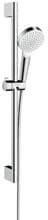hansgrohe Crometta Duschset 100 1 Strahlart wassersparend+ mit Duschstange 65 cm, Messing, 5,7 l/min, 100 mm, Weiß/Chrom (26554400)