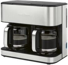 ProfiCook PC-KAD 1308 Doppelkaffeefilterautomat, für 2x 14 - 16 Tassen (ca. 3,6 Liter), Glaskannen, Edelstahl/schwarz