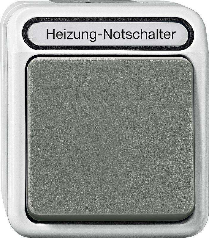 Merten MEG3448-8029 Heizungs-Notschalter, Aquastar, Aus/Wechsel, 1‐polig Kontroll-Langfeldleuchte, 10 AX, AC 250 V, lichtgrau