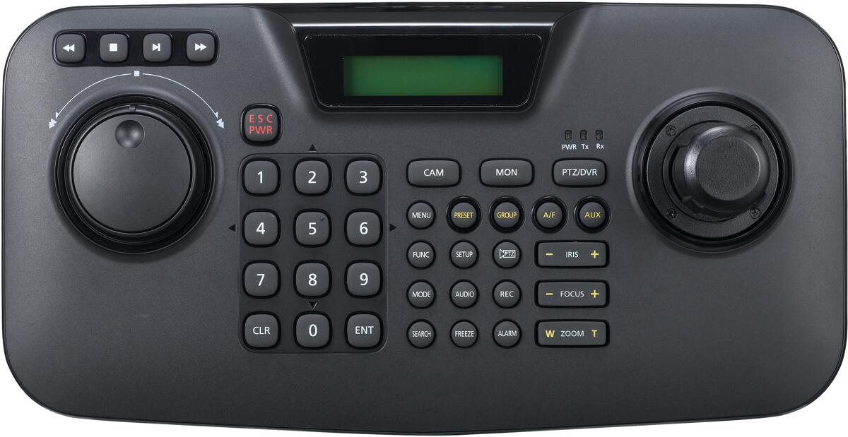 Hanwha Vision Steuerung des PTZ/DVR-Systems, 2-zeiliger Text LCD, Kompaktbauweise, 3D-Joystick, schwarz (SPC-2010)