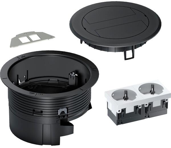 Hager BSR02D03 Installationsdose R02, 2x SCHUKO, Keystone Typ 01 2-f, Kunststoff Klappdeckel