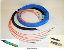 OptoCom 12G50/125 I/ADQ(ZN)BH LC-D/LC-D LWL-Universalkabel, konfektioniert, OM3, nagetiergeschützt, LC-D/LC-D Stecker, Einzugschlauch AD=34 mm, 50m