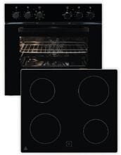 Exquisit HE256-U-020-Set EEK: A Herdset mit Glaskeramikkochfeld, 59,5 cm breit, 59 L, Auftauprogramm, schwarz