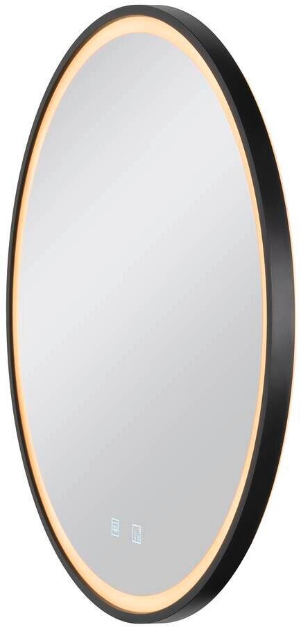 SLV TRUKKO 60 Spiegel-Wandaufbauleuchte, rund Ø 60 cm, IP44, chrom, schwarzer Rand (1007201)