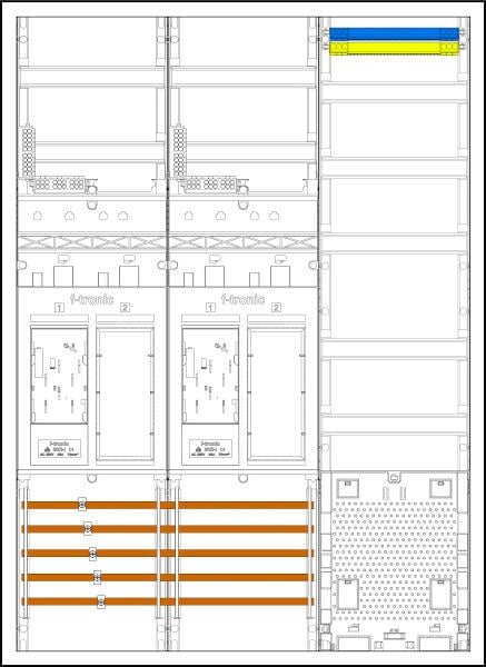 f-tronic EHZ732APZL Zählerschrank, 2 Zählerplätze, 2 Reservefelder, 1 Verteilerfeld, 1 Mediafeld, EHZ Zählerfeld, weiß (7195500)