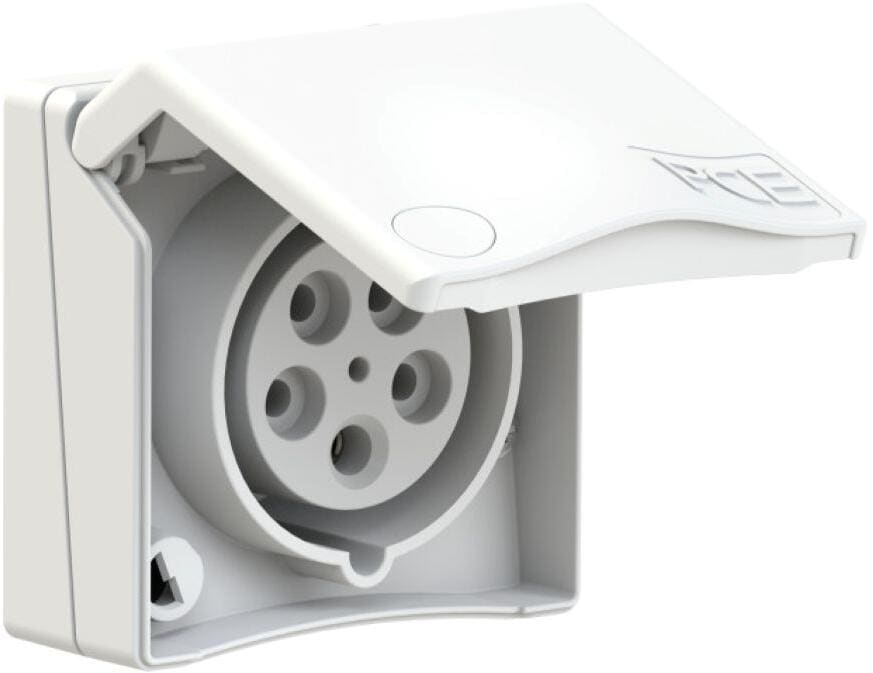 PCE CEE-Anbausteckdose Design 16A 5p 6h IP44, weiß ( 845-6v )
