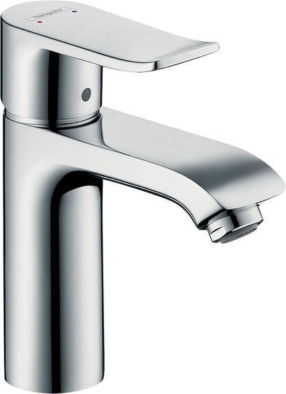 hansgrohe Metris Einhebel-Waschtischarmatur 110 besonders wassersparend 3,5 l/min mit Zugstangen-Ablaufgarnitur, Messing, 3,5 l/min, Chrom (31203000)