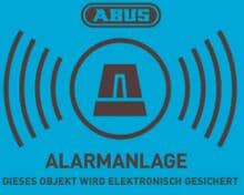ABUS AU1423 Warnaufkleber Alarm mit ABUS Logo 74 x 52,5 mm (1 Stück)