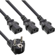 InLine Netz-Y-Kabel, 1x Schutzkontaktstecker zu 3x Kaltgerätestecker