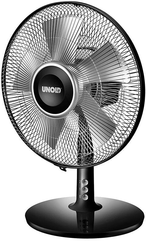 Unold 86817 Silverline Black Tischventilator, 25W, 2-stufige Geschwindigkeitsregelung, schwarz/silber
