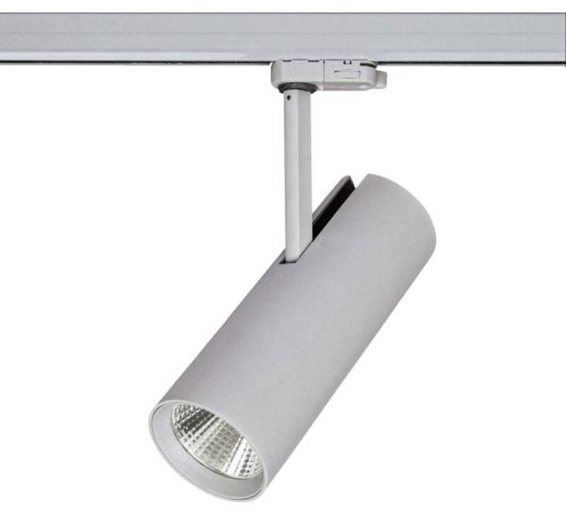 Brumberg MAXI LED-Schienenstrahler für 1-Phasen-DALI Schiene, DALI dimmbar, 32W, 3000K, 3.200lm, silber struktur (88398683)