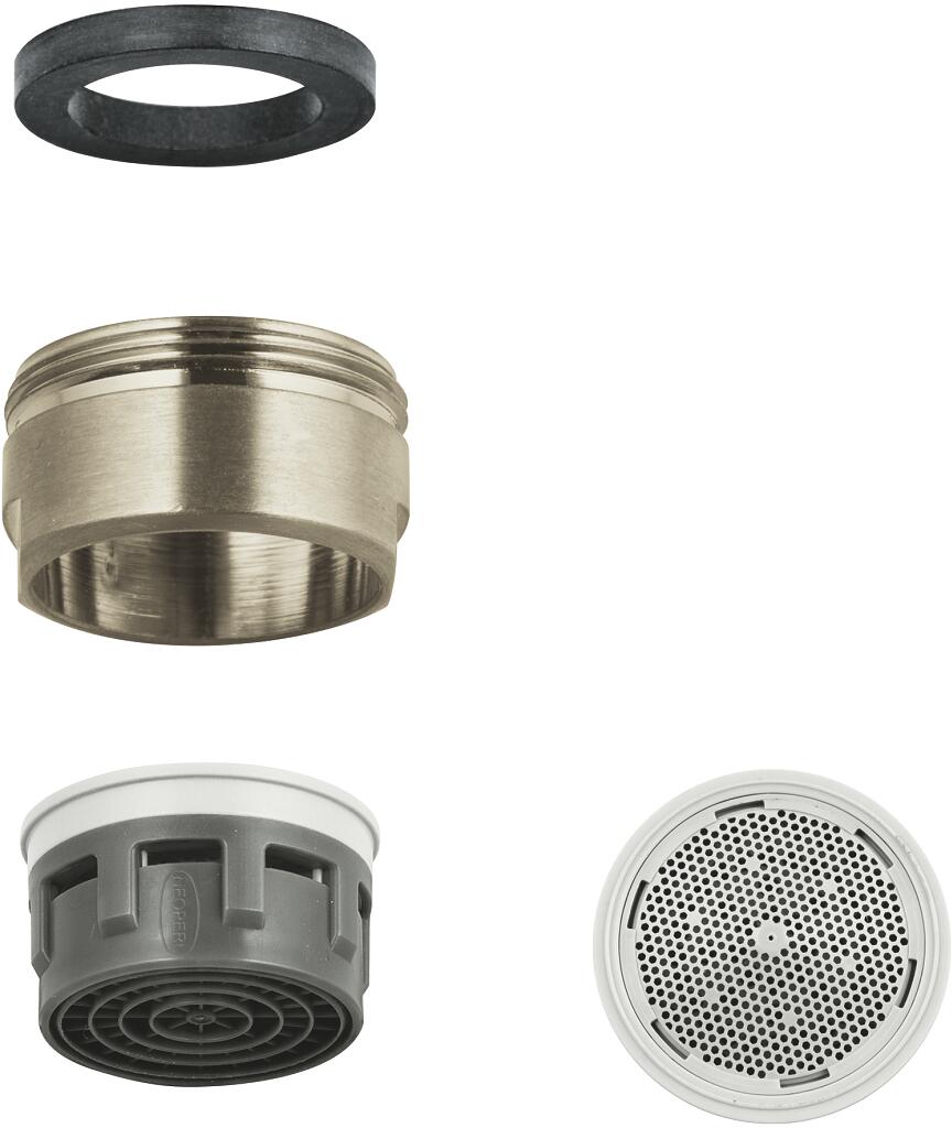 GROHE Mousseur, Außengewinde, M 24 x 1, Durchflussklasse D, 34,8 - 37,8 l/min bei 3 bar, nickel gebürstet (13941EN0)