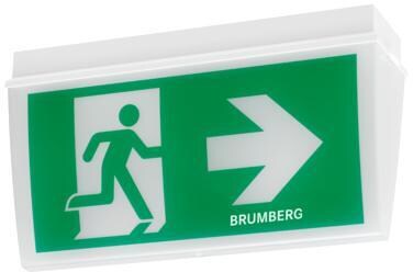 Brumberg RESCUE ONE LED-Rettungszeichenleuchte, EKW 32m, IP54, Nennbetriebsdauer 3/8h, Decken- oder Wandanbau, weiß/grün (79030004)