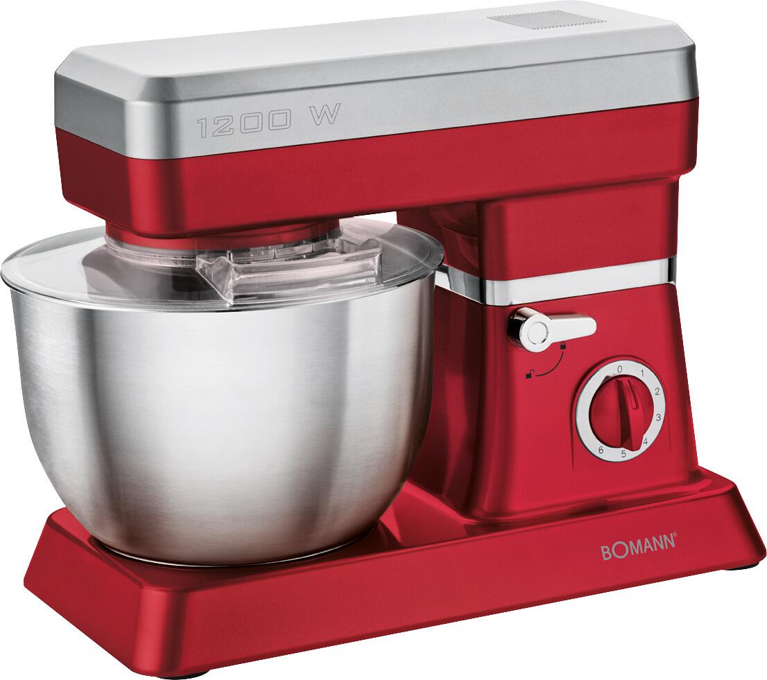 Bomann KM 398 CB Knetmaschine, 1200 W, 6,3L, 8 Stufen, Schnellspannfutter, rot (603986)