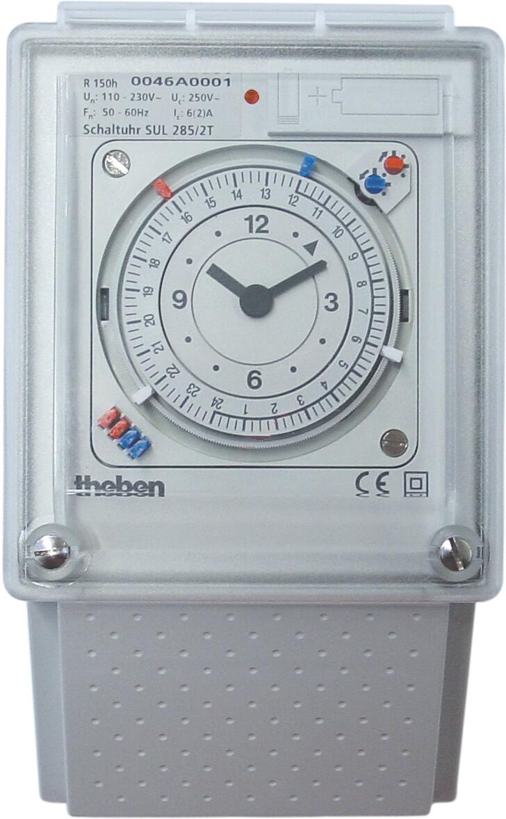 Theben SUL 285/2 T Analoge Zeitschaltuhr Tarifschaltuhr, 2 Kanäle, Tagesprogramm, Gangreserve 2850033