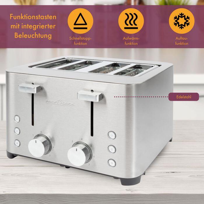 Produktbild von ProfiCook® Toaster | 4 Scheiben-Toaster | Edelstahlgehäuse | 1500