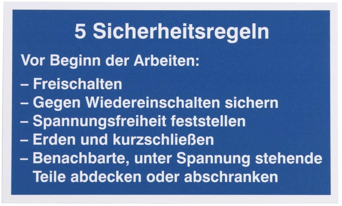 Dehn WHS 5 SR WuH-Schild 5 Sicherheitsregeln Werkstoff: Kunststoff Ersatz für Art.Nr. 700040 (700057)