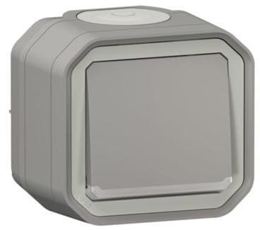 Legrand Plexo New Feuchtraum-Aufputz Taster beleuchtet 10 A, Steckklemmen (SL), IP 55, grau (069722L)