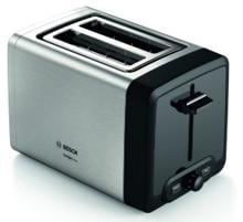Bosch TAT4P420DE Kompakt Toaster, 970W, DesignLine, Auftau- und Aufwärmfunktion, Gleichmäßiges Röstbild, Edelstahl