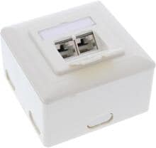 InLine Cat.6A Anschlussdose, AP/UP 2x RJ45 Buchse, RAL9010, weiß, waagerecht (76842W)