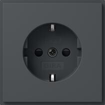 Gira 445367 SCHUKO-Steckdose 16 A 250 V~ mit Shutter (IP20) TX_44, Anthrazit