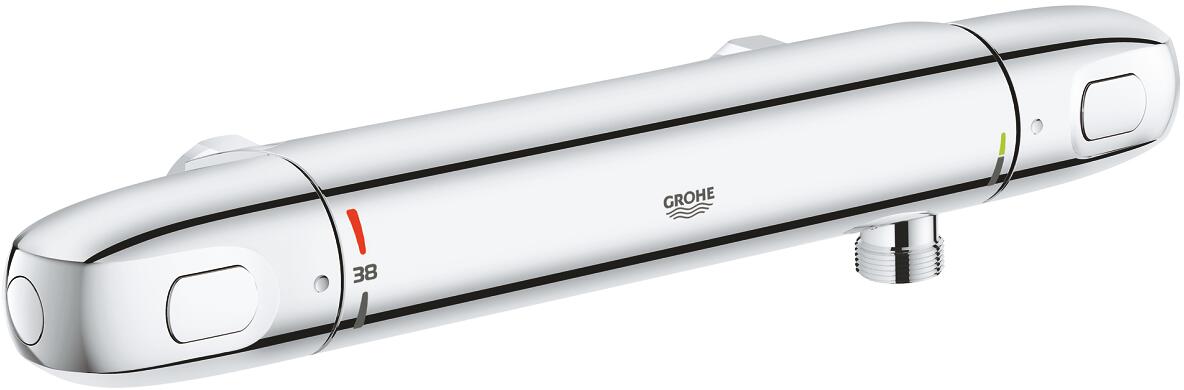 GROHE Grohtherm 1000 Thermostat-Brausebatterie, Wandmontage, ohne Anschlüsse, Professional Edition, chrom (34817003)