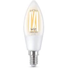 Wiz Wi-Fi BLE 40W C35 E14 927-65 CL 1PF/6 Filament-Lampe in Kerzenform, 4,9W, 470lm, 2700-6500K, klar (929003017601)