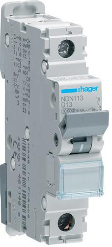 Hager NDN113 Leitungsschutzschalter 1 polig 10kA/15kA D-13A 1M
