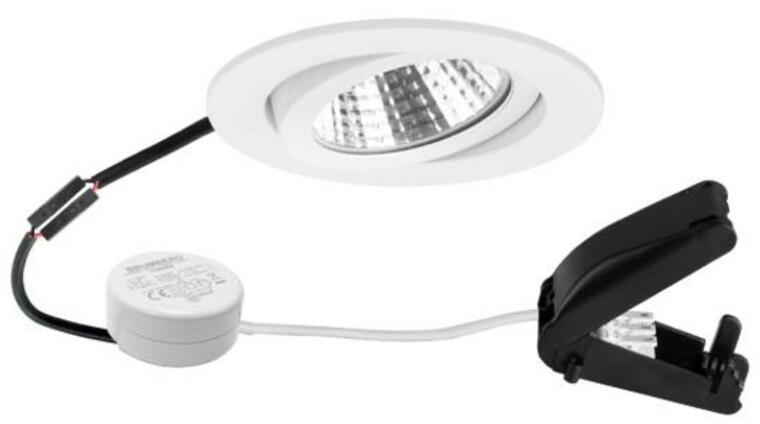 Brumberg BB03 LED-Einbaustrahler, 230 V AC, 50 Hz, 6 W, 38°, 3.000 K, rund, schwenkbar, weiß (40463173)
