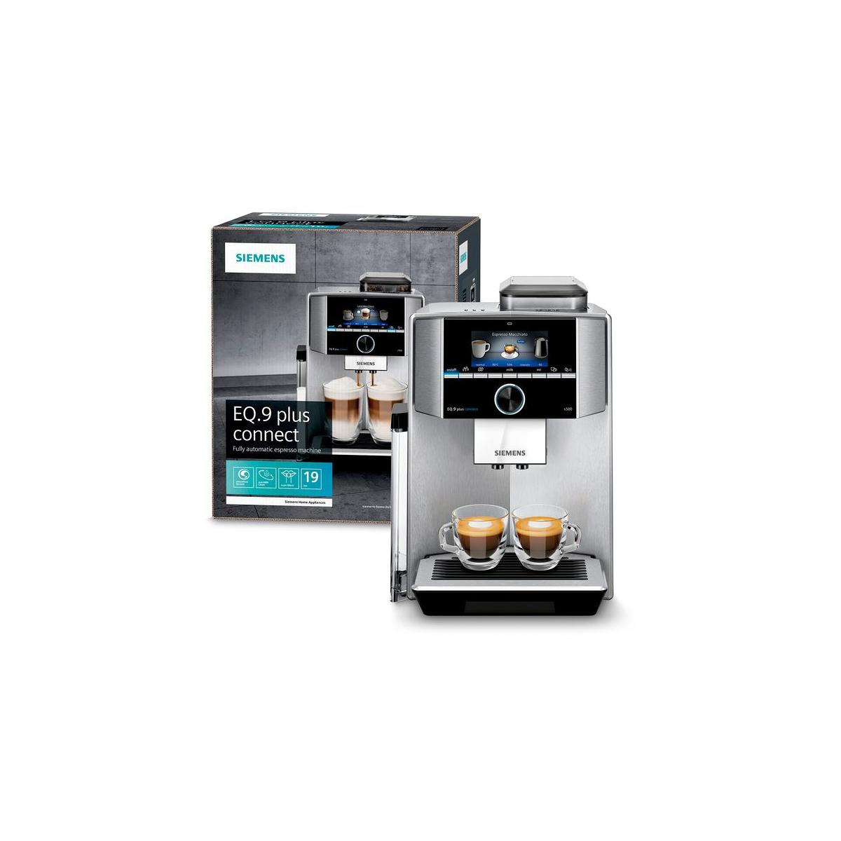 Siemens Edelstahl TI9558X1DE plus Kaffeevollautomat, Wagner auswählbar, s500 Elektroshop EQ.9 connect 1500W, Displaysprache