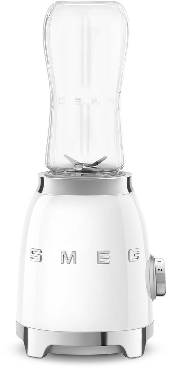Smeg PBF01WHEU 50"s Style Mini-Standmixer, Edelstahlgehäuse, 300W, 2 portable 0,6 l Trinkflaschen, 2 Geschwindigkeitsstufen, weiß