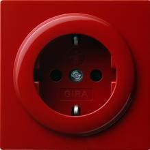 Gira 045343 SCHUKO-Steckdose 16 A 250 V~ mit integriertem erhöhten Berührungsschutz (Shutter) und Symbol, S-Color, Rot