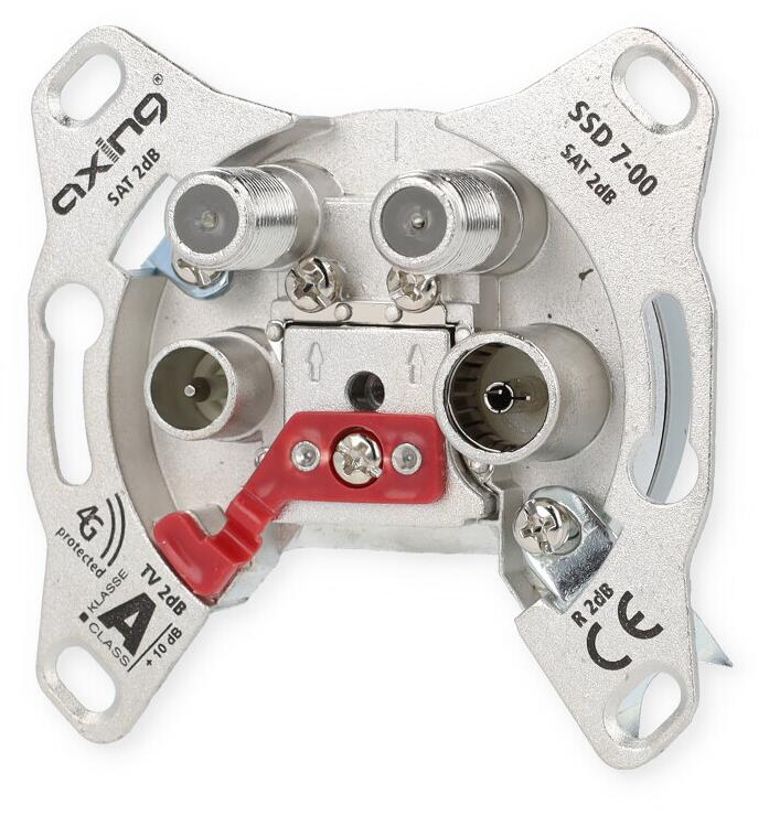 AXING SSD 7-00 SAT-Twin Antennensteck- dose CATV, SAT, SAT Einzel/Stichleitung