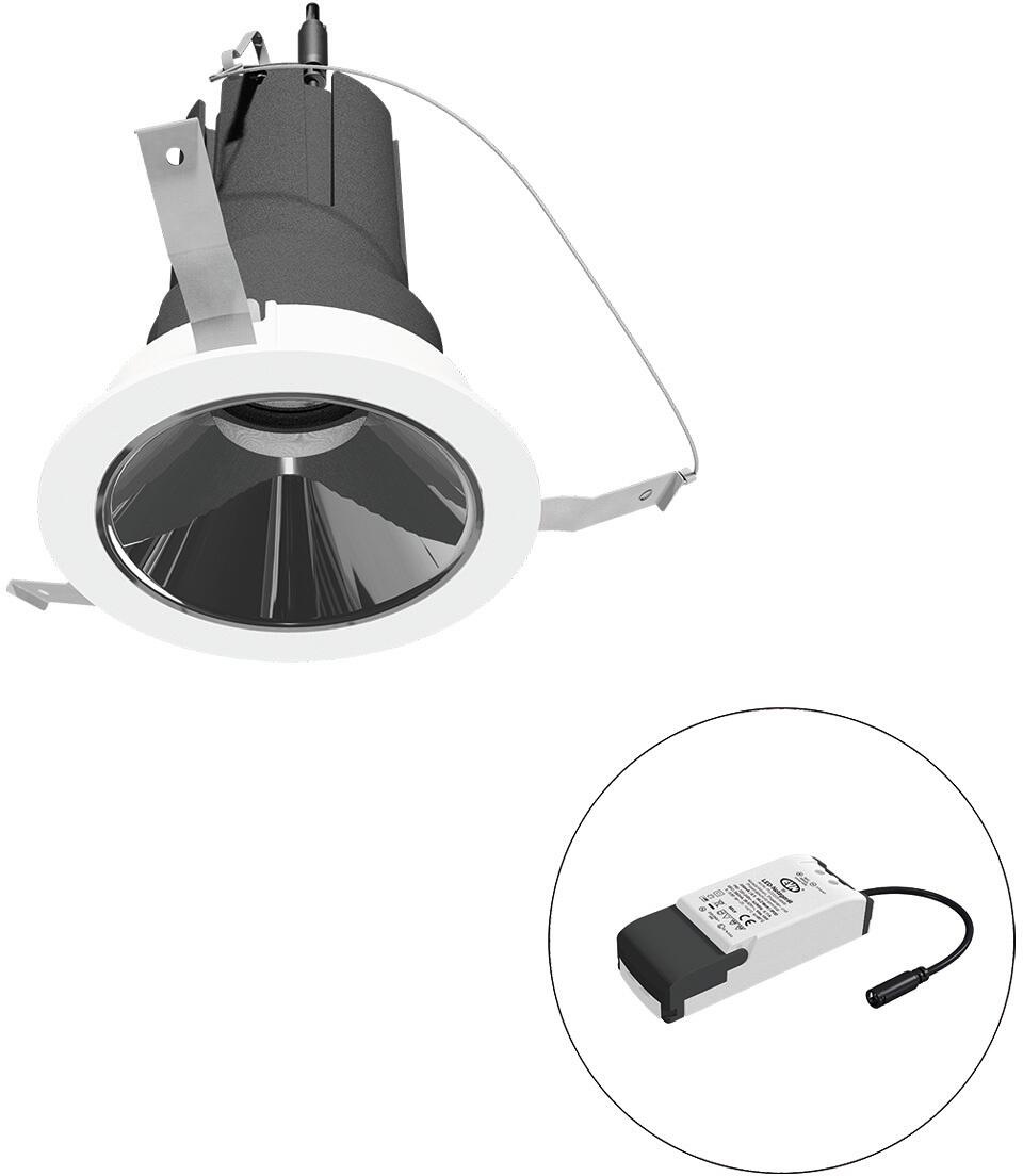 EVN SELECTO LED Deckeneinbau, rund, drehbar, IP20, 220-240V/AC, 13W, 3000K, 1517lm, inkl. Netzgerät, Phase, Reflektor silber/hochglänzend, 11.049,00cd