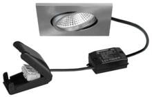 Brumberg BB25 LED-Einbaustrahlerset mit LED-Modul und Konverter schaltbar mit Anschlussbox, IP65, 7W, 3000K, eckig, schwenkbar
