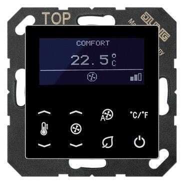 Jung TRDA5248SW KNX Raumtemperaturregler Fan Coil, schwarz