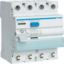 Hager CDS4XXD Fehlerstromschutzschalter, FI-Schalter 4 polig 6kA 25A 30mA Typ A QuickConnect