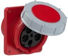 PCE CEE-Anbausteckdose, 125A, 5p, 6h, IP67, POWER TWIST, 120x130, schräg, rot (445-6)