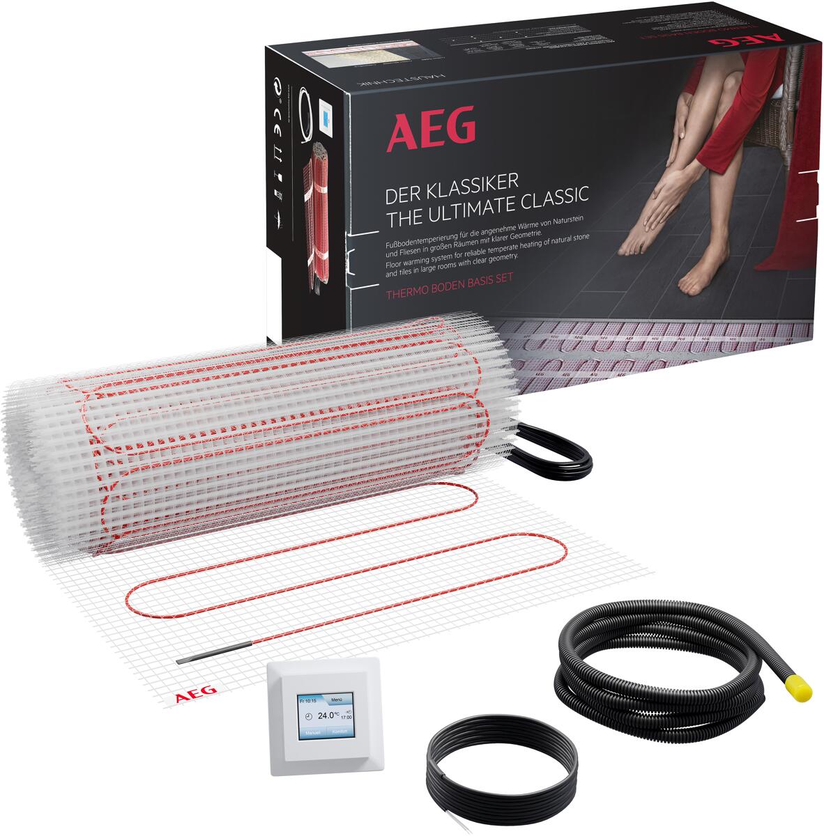 AEG elektrische Fußbodenheizung, Komplettset 8 m², 160 W/m², Basis Thermo Boden TBS TB 160/2 Set Plus, (205808)