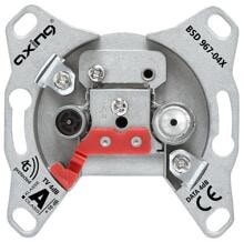 Axing Antennensteckdose 2-Port, CATV, DATA, Stichleitungsdose 5-1800 MHz, unterputz, silber (BSD 967-04X)