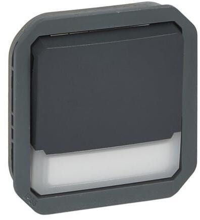 Legrand Plexo New Einsatz Taster mit Wechselkontakt beleuchtet mit Beschriftungsfeld 10A, Steckklemmen, IP 55, anthrazit (069814L)