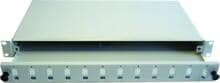J.E.S. Cabling 2B980611A LWL-Spleissbox 19" leer, für 6 Kupplungen, ausziehbar, Stahl, grau