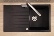 respekta ALMONTO86X50S Granitspüle, 86 cm breit, ab 50 cm Unterschrank, schwarz