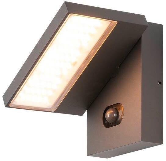 SLV ABRIDOR Wandaufbauleuchte, Outdoor, Hybrid Solar- und Netzstrom, Bewegungsmelder, 2200/2700K, IP65, anthrazit (1008542)