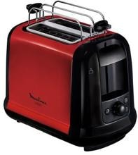 Moulinex LT261D Subito 3 2-Scheiben-Toaster, 850 W, Brötchenaufsatz, Auftau-/Aufwärmfunktion, schwarz/weinrot