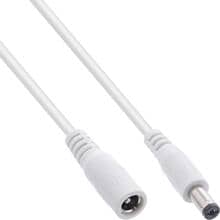 InLine DC Verlängerungskabel, DC Stecker/Buchse 5,5x2,5mm, AWG 18, weiß, 3m (26903F)