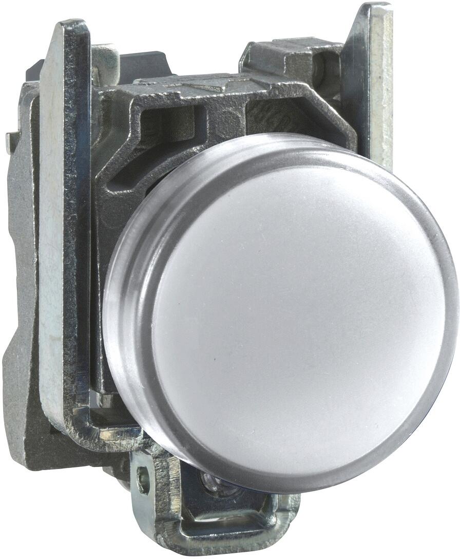 Schneider Electric XB4BVM1 Harmony XB4, Leuchtmelder, Metall, 22mm, universelle LED, glatte Kalotte, Schraubklemme, 230-240V AC, weiß